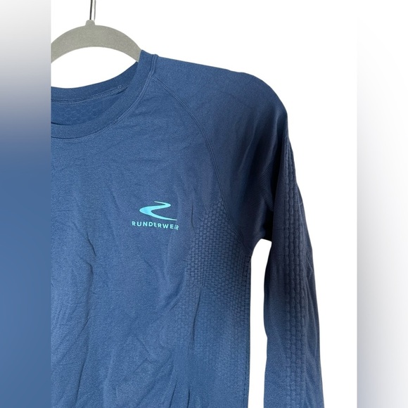 Runderwear Men’s Long Sleeve Shirt Blue Seamless Performance Top Size M - Picture 5 of 9